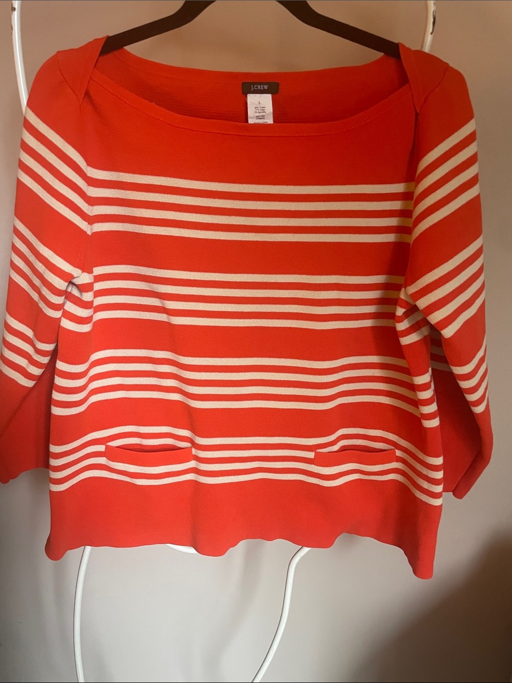 Jcrew stripped boatneck popover sweater size L